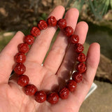 Natural Cinnabar Buddha Bracelet Crystal Gift Woman Round Beads Jewelry Fine