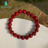 Natural Cinnabar Buddha Bracelet Crystal Gift Woman Round Beads Jewelry Fine