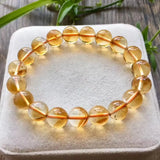Natural Citrine Yellow Gemstone Round Beads Bracelet 8-12mm Brazil