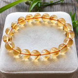 Natural Citrine Yellow Gemstone Round Beads Bracelet 8-12mm Brazil