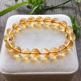 Natural Citrine Yellow Gemstone Round Beads Bracelet 8-12mm Brazil