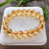 Natural Citrine Yellow Gemstone Round Beads Bracelet 8-12mm Brazil