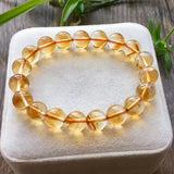 Natural Citrine Yellow Gemstone Round Beads Bracelet 8-12mm Brazil