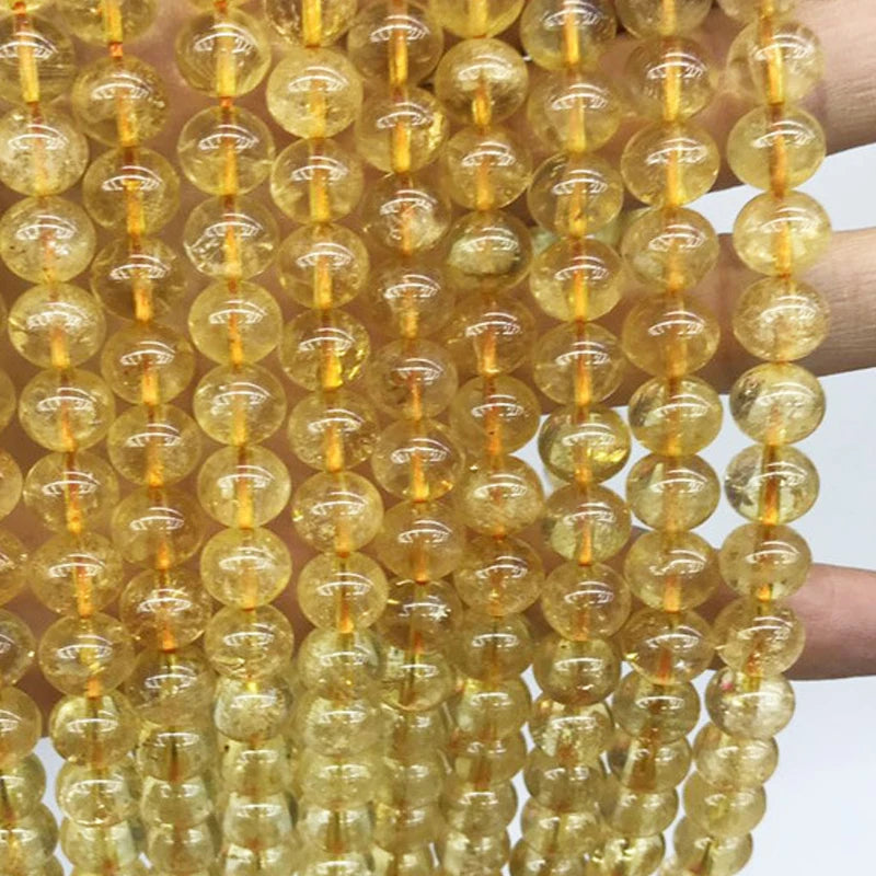 Natural Citrines Stone Beads 6/8/10mm Round Yellow Crystal Beads