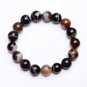 Coffee Lace Agate Bracelet Men Tibetan Buddha Hand String Rosary Beads