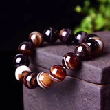 Coffee Lace Agate Bracelet Men Tibetan Buddha Hand String Rosary Beads