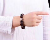 Coffee Lace Agate Bracelet Men Tibetan Buddha Hand String Rosary Beads