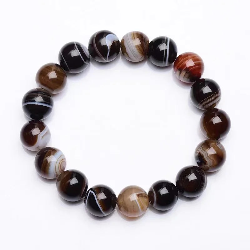 Coffee Lace Agate Bracelet Men Tibetan Buddha Hand String Rosary Beads