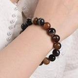 Coffee Lace Agate Bracelet Men Tibetan Buddha Hand String Rosary Beads