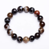 Coffee Lace Agate Bracelet Men Tibetan Buddha Hand String Rosary Beads