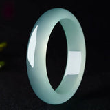 Natural Ice Jade Bangles Bracelet Chinese Hand-Carved Charm Jewelry