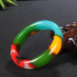 Natural Jade Bangle Bracelet Hand-Carved Amulet Women Men