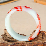 Natural Jade Bangle Red Bracelet Charm Jewellery Carved Amulet