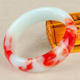 Natural Jade Bangle Red Bracelet Charm Jewellery Carved Amulet