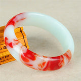 Natural Jade Bangle Red Bracelet Charm Jewellery Carved Amulet