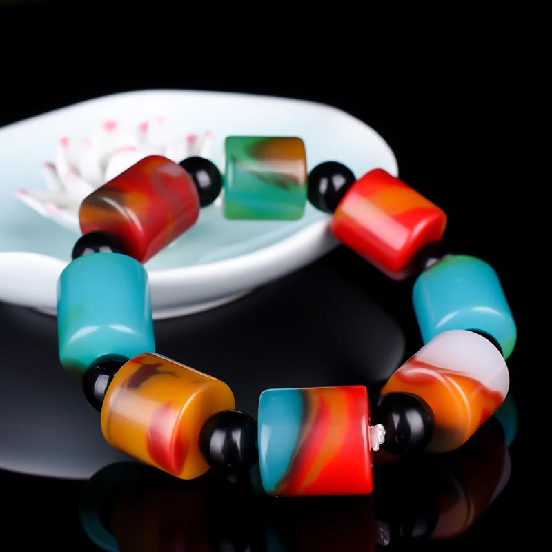 Natural Jade Beads Bangle Bracelet Charm Jewelry for Women