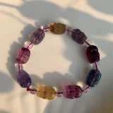 Natural Fluorite PIXIU Beads Bracelet Stretch Crystal