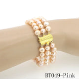 Freshwater Pearl 3-Row Bracelet 7-8mm Women's Jewelry Gift
