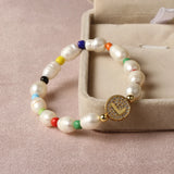 Freshwater Pearl Bracelets with Cubic Zirconium 26 Letters