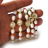 Freshwater Pearl Bracelets with Cubic Zirconium 26 Letters