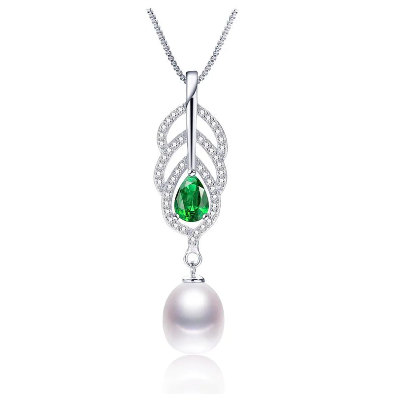 Freshwater Pearl Crystal Pendant Zircon Silver Jewelry Women