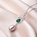 Freshwater Pearl Crystal Pendant Zircon Silver Jewelry Women