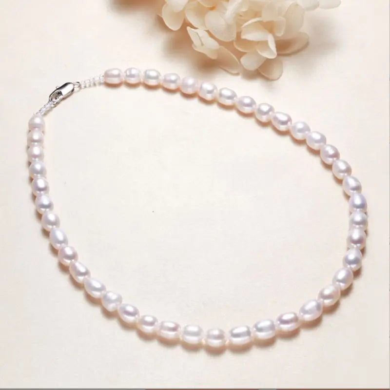 Natural Freshwater Pearls Necklace 8mm Beaded Jewelry for Women