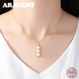 925 Silver Freshwater Pearl Pendant Necklace Square Chain Jewelry
