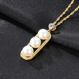 925 Silver Freshwater Pearl Pendant Necklace Square Chain Jewelry
