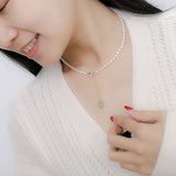Freshwater Pearl Necklace with Flower Pendant for Women