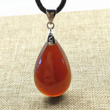 Garnet Red Crystal Pendant Water Drop Shape Jewelry Necklace