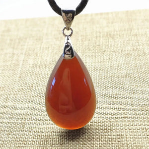 Garnet Red Crystal Pendant Water Drop Shape Jewelry Necklace