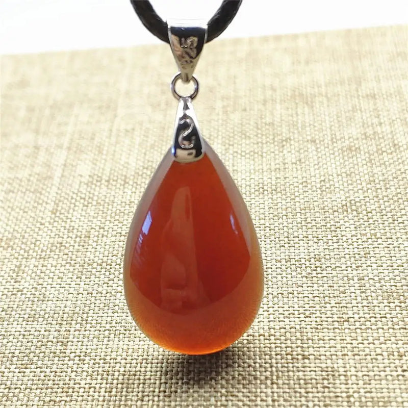 Garnet Red Crystal Pendant Water Drop Shape Jewelry Necklace