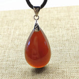 Garnet Red Crystal Pendant Water Drop Shape Jewelry Necklace