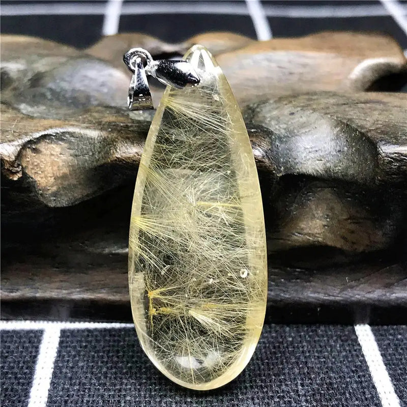 Rutilated Quartz Necklace Pendant Jewelry 40x16x9mm