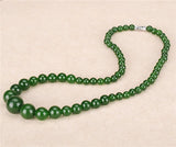 Green Jadeite Beads Necklace 6-14mm Lucky Amulet