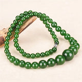 Green Jadeite Beads Necklace 6-14mm Lucky Amulet