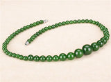 Green Jadeite Beads Necklace 6-14mm Lucky Amulet