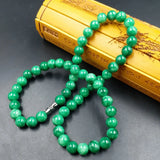 Green 8-10mm Jadeite Beads Necklace Charm Jewelry for Women Men