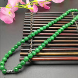Green 8-10mm Jadeite Beads Necklace Charm Jewelry for Women Men