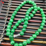 Green 8-10mm Jadeite Beads Necklace Charm Jewelry for Women Men