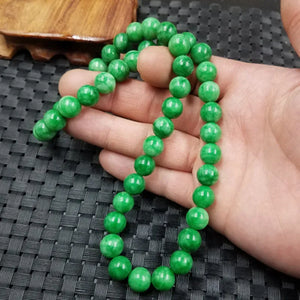 Green 8-10mm Jadeite Beads Necklace Charm Jewelry for Women Men
