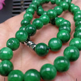 Green 8-10mm Jadeite Beads Necklace Charm Jewelry for Women Men