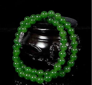 Green Jadeite Beads Necklace Lucky Charm Jewelry for Women Men