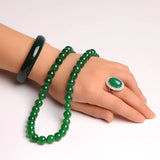 Green Beads Necklace Chinese Jadeite Jewelry Real Chinese Jades Stone