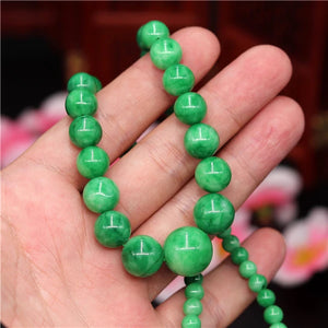 Green Jade Beads Necklace Emerald Jadeite Jewelry for Women