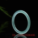 Natural Green Jade Bangle Round Bracelet Hand-Carved Amulet for Women