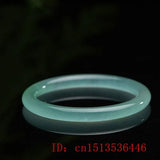 Natural Green Jade Bangle Round Bracelet Hand-Carved Amulet for Women