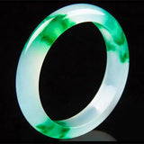 Green Jade Bangle Bracelet Charm Hand-Carved Amulet