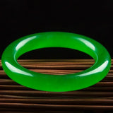 Green Jade Bangle Bracelet Hand-Carved Amulet Women Men